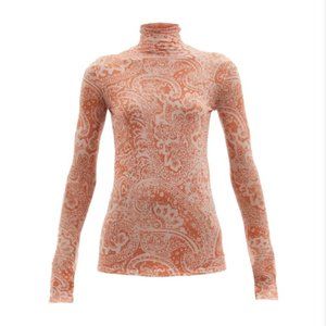Acne Studios paisley mock neck Denise top USA XS NWT with Teal bottom